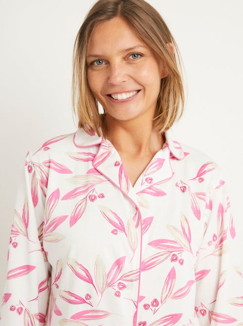 Pyjama imprimé veste boutonnée coton - Afibel - Kiabi
