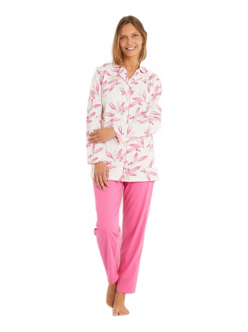 Pyjama imprimé veste boutonnée coton Multicolore - Kiabi