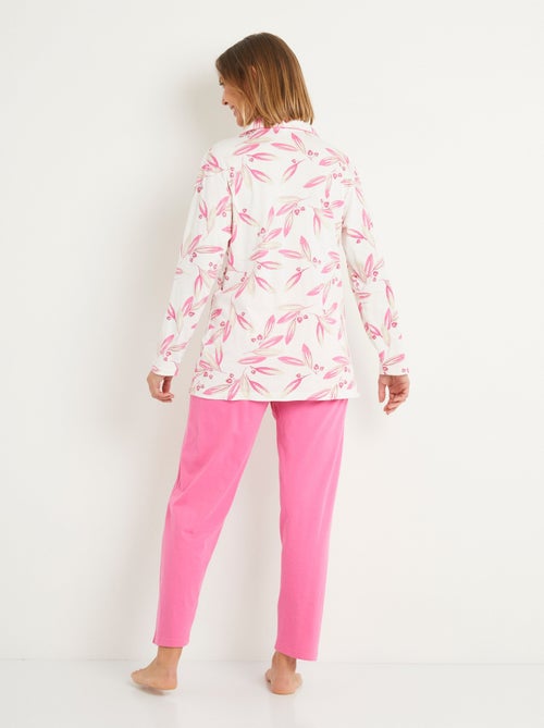Pyjama imprimé veste boutonnée coton - Kiabi