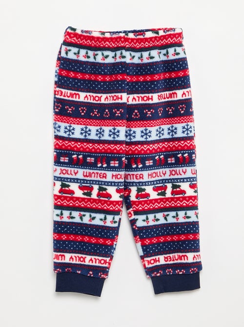 Pyjama jacquard en polaire 2 pièces - Sweat + pantalon - Kiabi