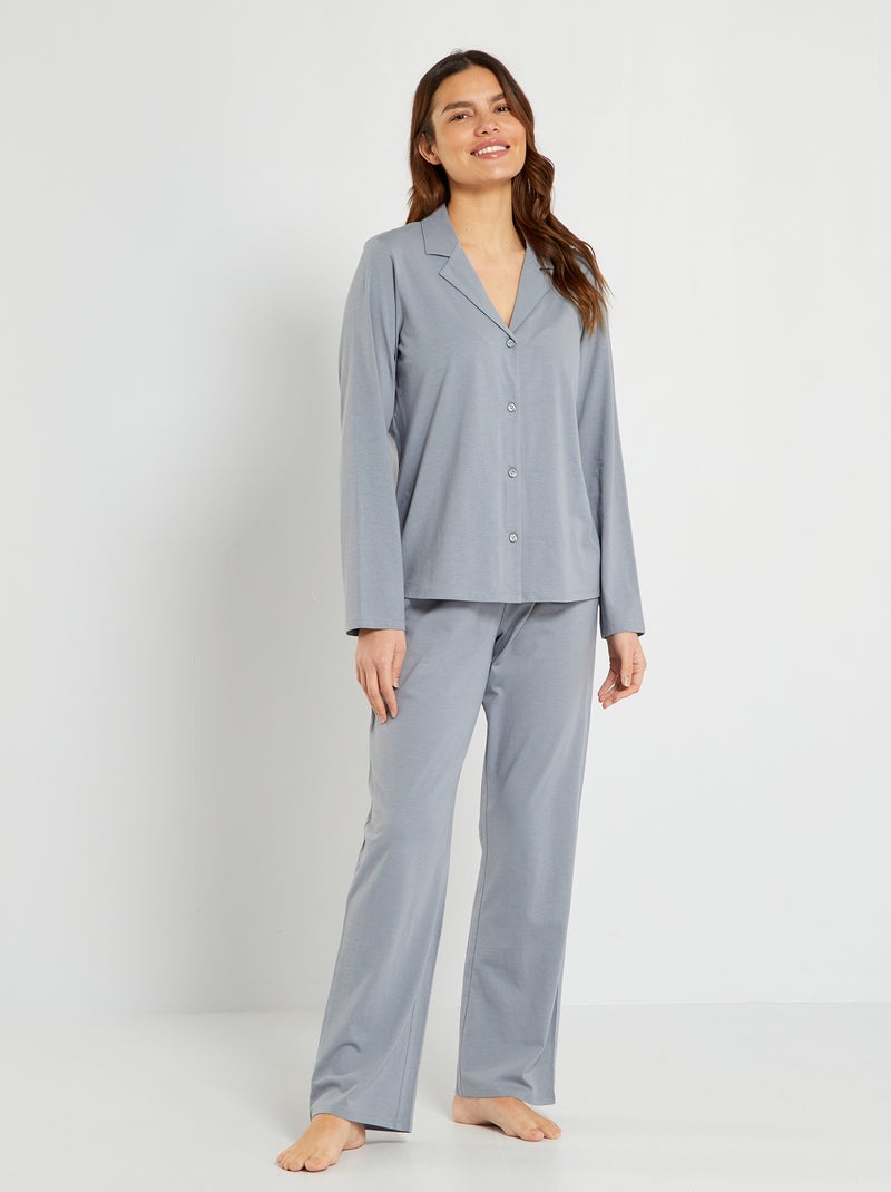 Pyjama jersey - 2 pièces Bleu grisé - Kiabi