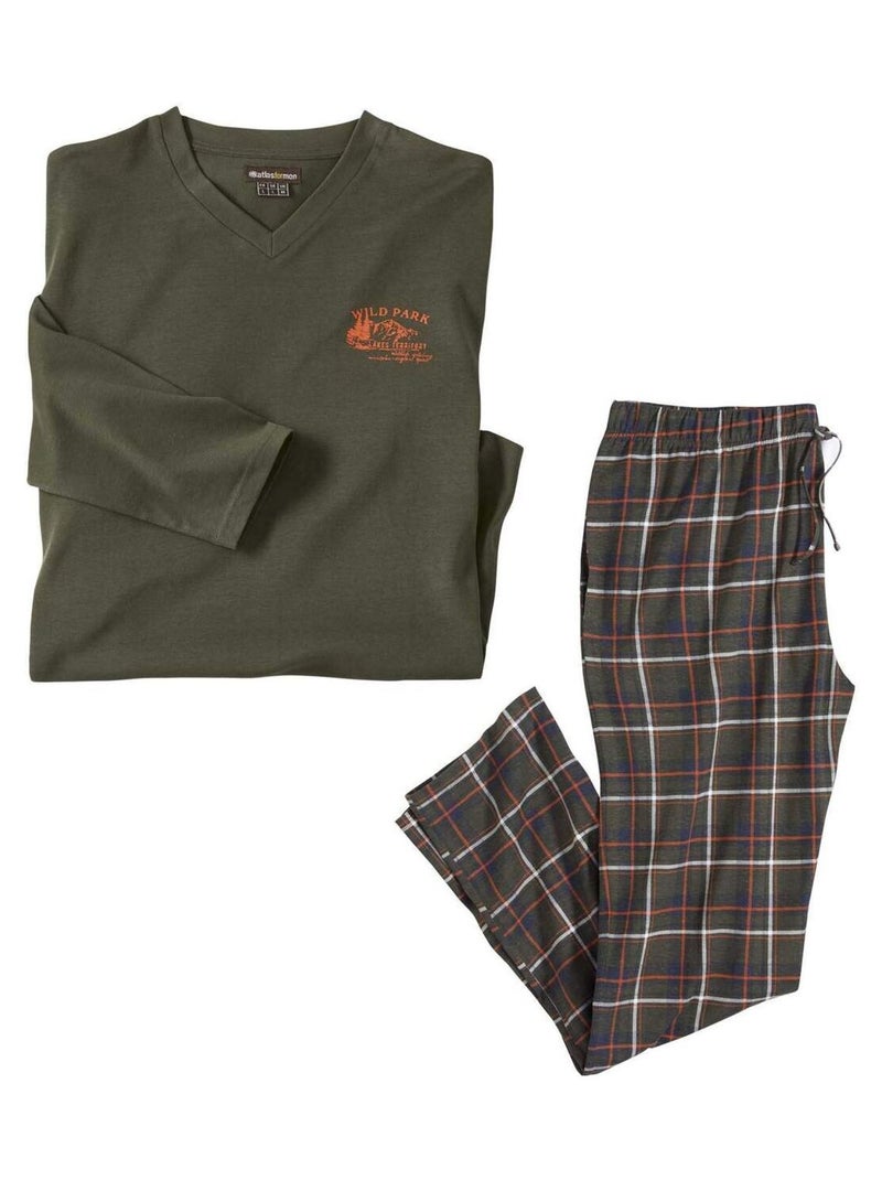Pyjama Jersey à Carreaux Wild Park  - Atlas For Men Kaki - Kiabi