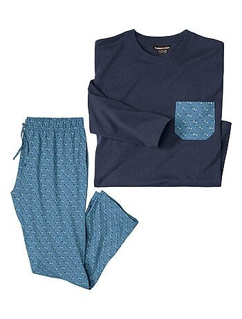 Pyjama Jersey Bicolore Blue Fantaisie - Atlas For Men