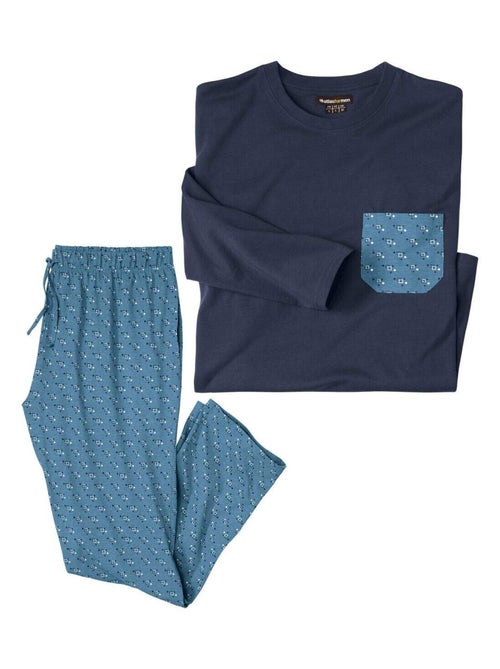 Pyjama Jersey Bicolore Blue Fantaisie - Atlas For Men - Kiabi Pyjama Jersey Bicolore Blue Fantaisie - Atlas For Men - Kiabi