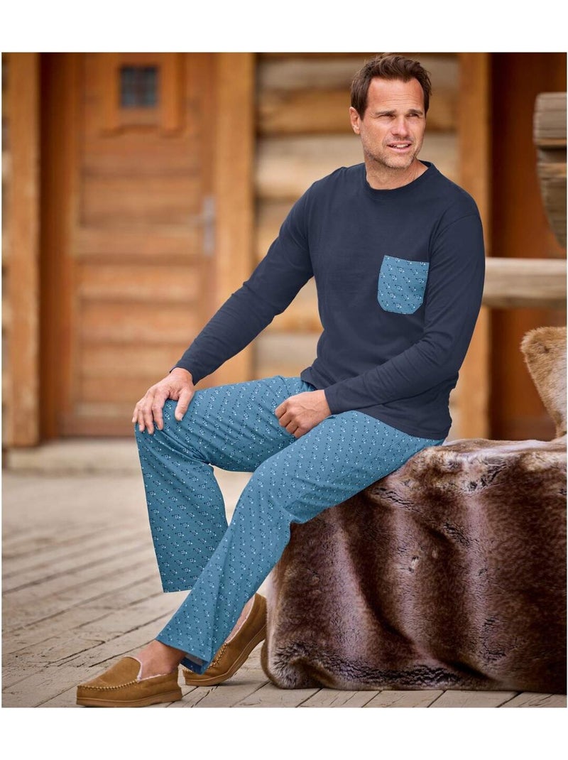 Pyjama Jersey Bicolore Blue Fantaisie  - Atlas For Men Bleu marine - Kiabi