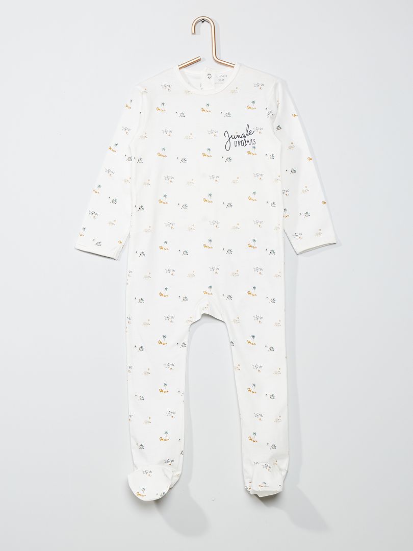 Pyjama jersey blanc jungle - Kiabi