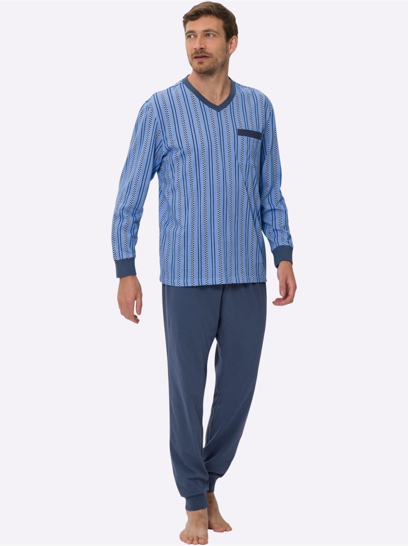 Pyjama Jersey Fin - Taille Standard - Moda Vilona Bleu Bleu ciel - Kiabi