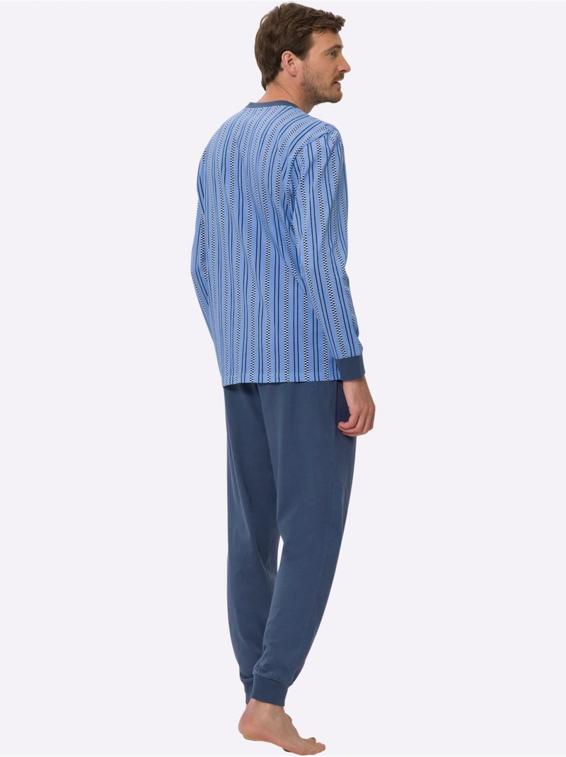 Pyjama Jersey Fin - Taille Standard - Moda Vilona Bleu Bleu ciel - Kiabi