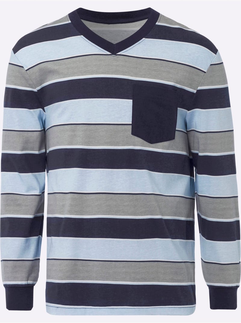 Pyjama jersey fin - taille standard - moda vilona Bleu Bleu marine - Kiabi