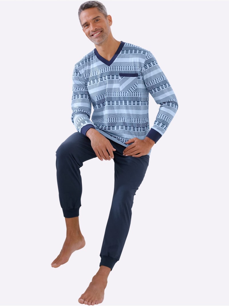 Pyjama Jersey Fin - Taille Standard - Moda Vilona Bleu clair - Kiabi