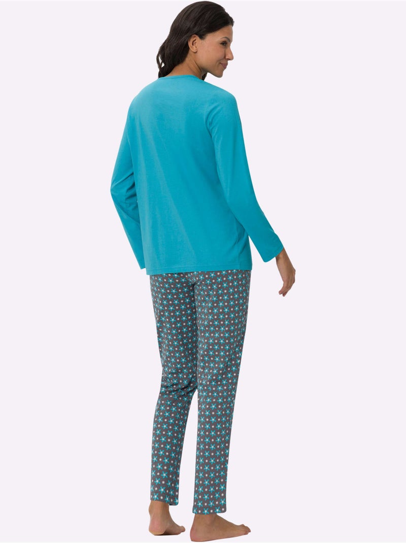 Pyjama jersey fin - taille standard - moda vilona Bleu Gris - Kiabi