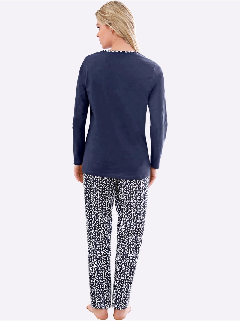 Pyjama jersey fin - taille standard - moda vilona Bleu marine - Kiabi