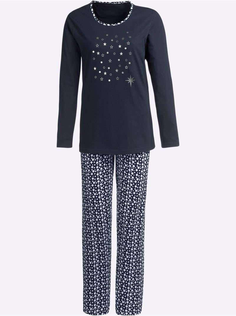 Pyjama jersey fin - taille standard - moda vilona Bleu marine - Kiabi