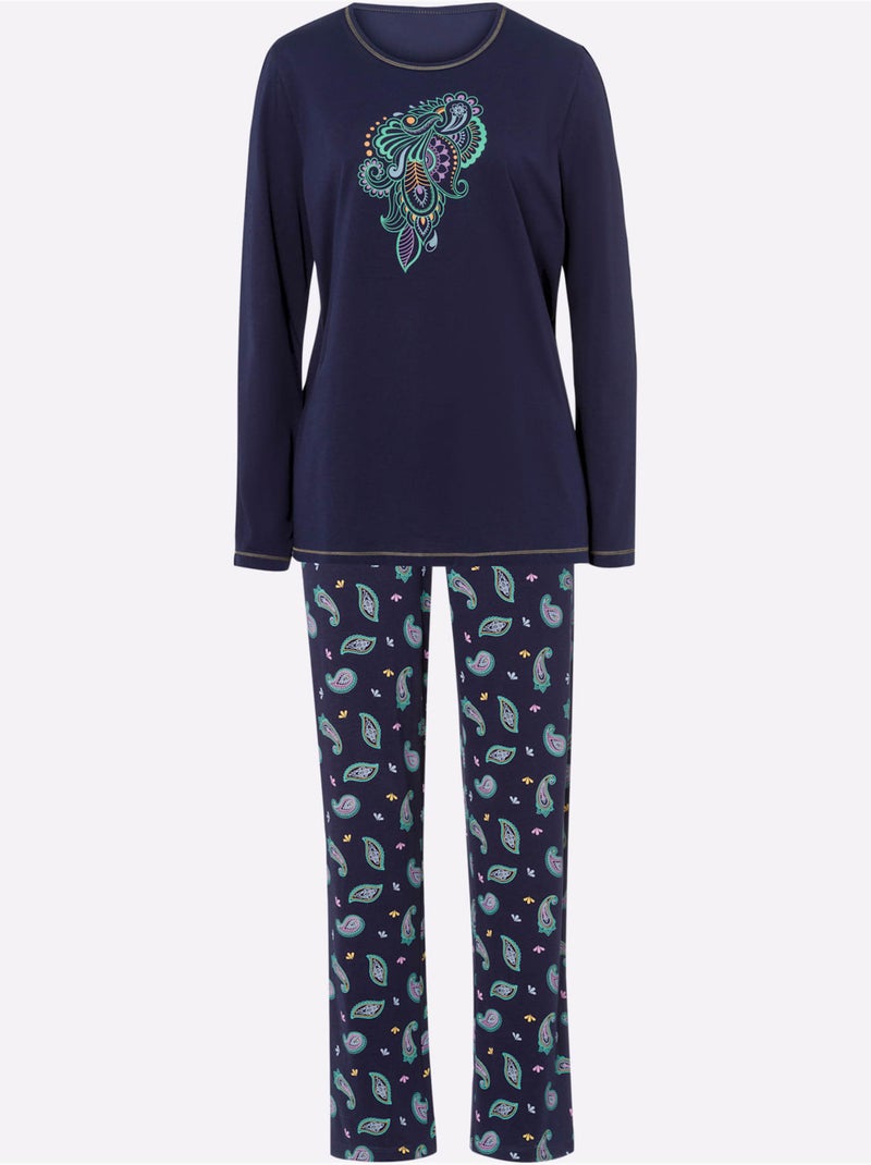 Pyjama Jersey Fin - Taille Standard - Moda Vilona Bleu marine - Kiabi