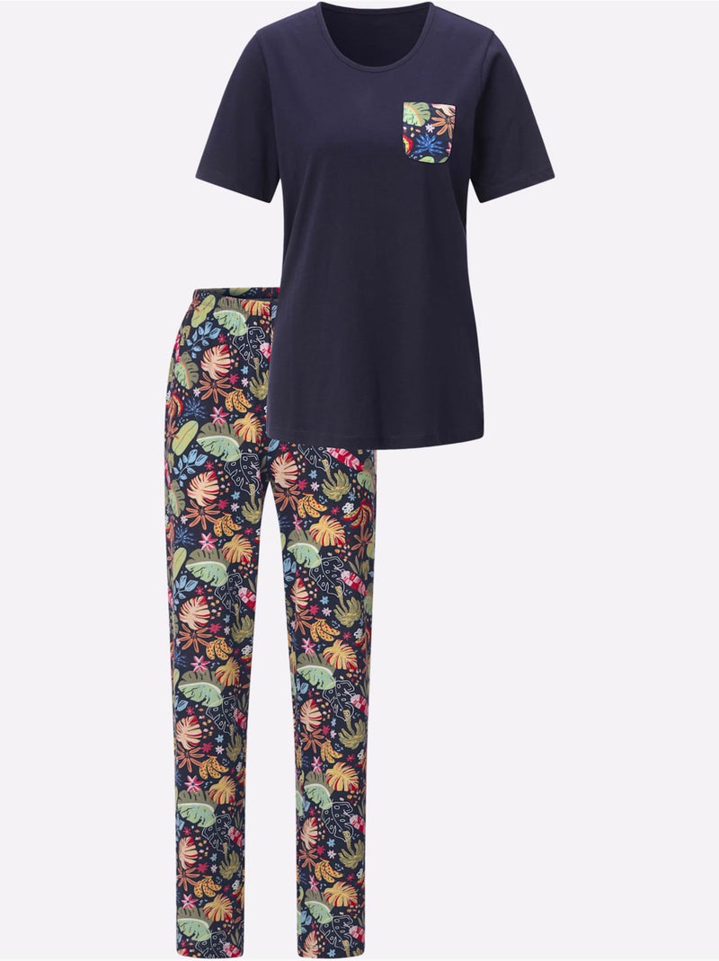 Pyjama Jersey Fin - Taille Standard - Moda Vilona Bleu marine - Kiabi
