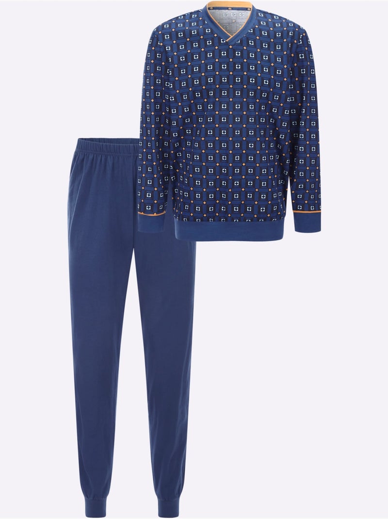 Pyjama jersey fin - taille standard - moda vilona Bleu roi - Kiabi