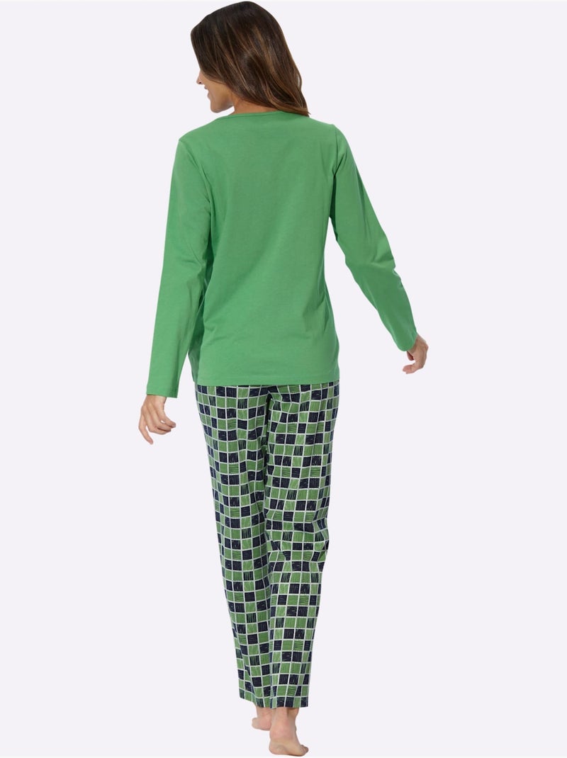 Pyjama Jersey Fin - Taille Standard - Moda Vilona Bleu Vert Bleu - Kiabi