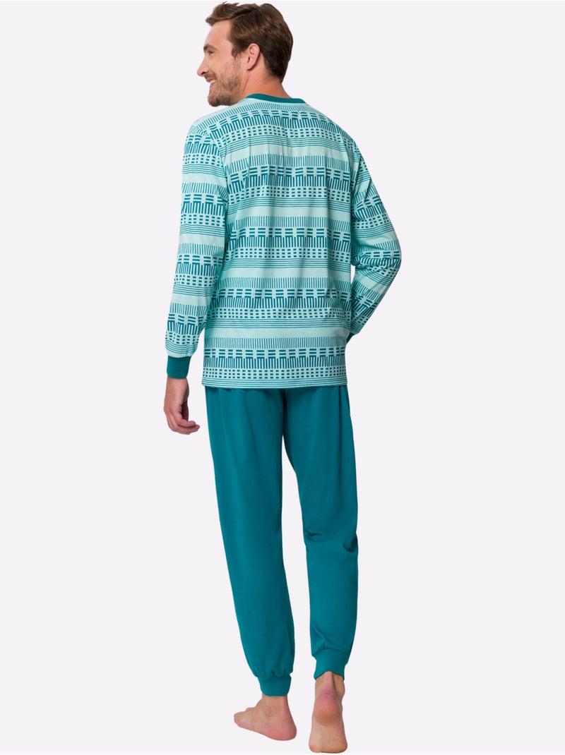 Pyjama Jersey Fin - Taille Standard - Moda Vilona Bleu Vert - Kiabi