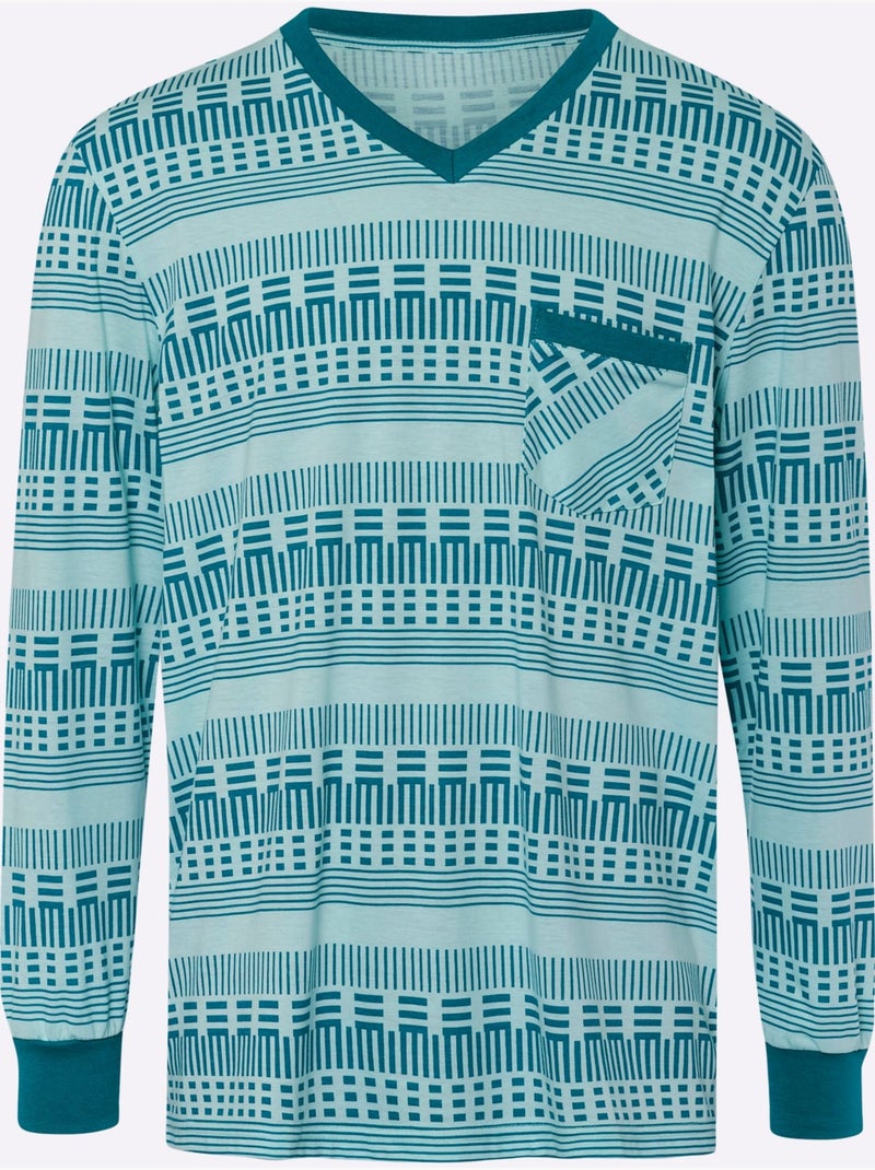 Pyjama Jersey Fin - Taille Standard - Moda Vilona Bleu Vert - Kiabi