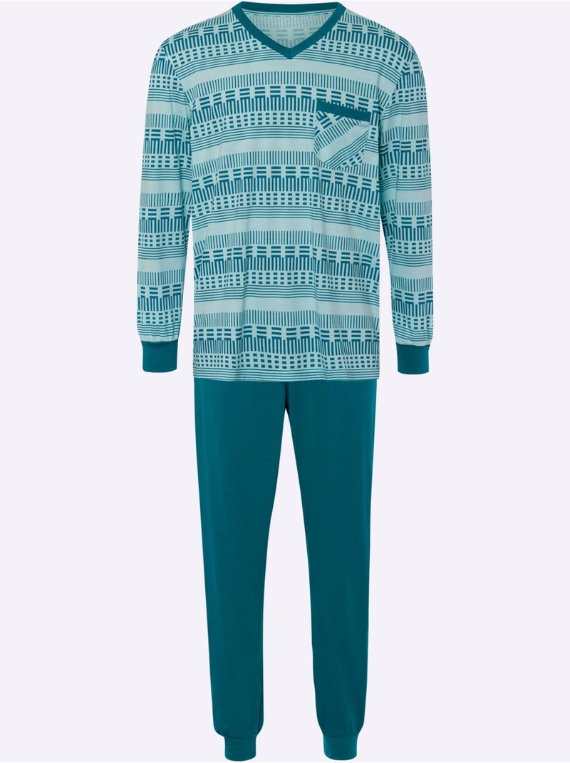 Pyjama Jersey Fin - Taille Standard - Moda Vilona Bleu Vert - Kiabi