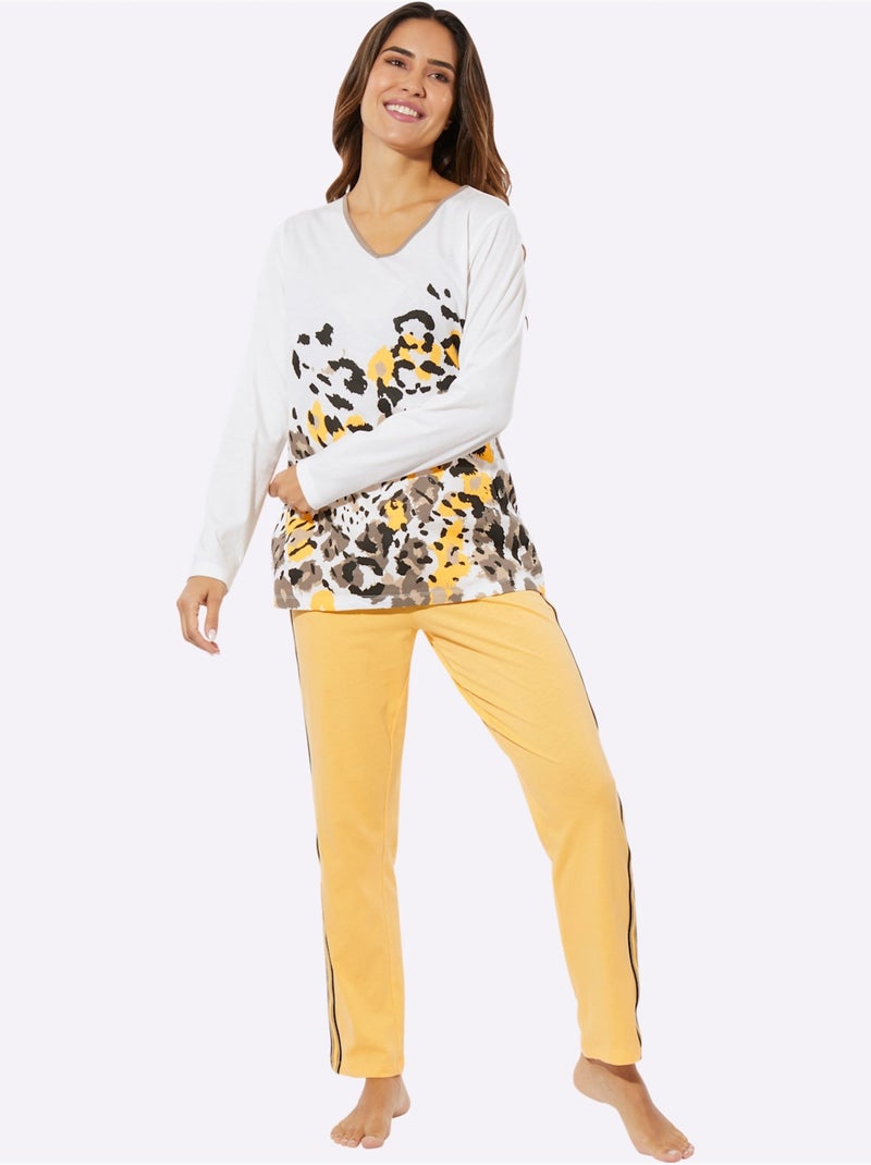 Pyjama Jersey Fin - Taille Standard - Moda Vilona Ecru - Kiabi