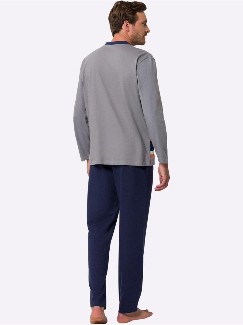 Pyjama jersey fin - taille standard - moda vilona Gris Bleu marine Gris - Kiabi