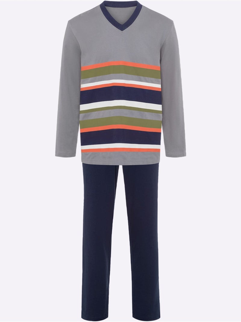 Pyjama jersey fin - taille standard - moda vilona Gris Bleu marine Gris - Kiabi