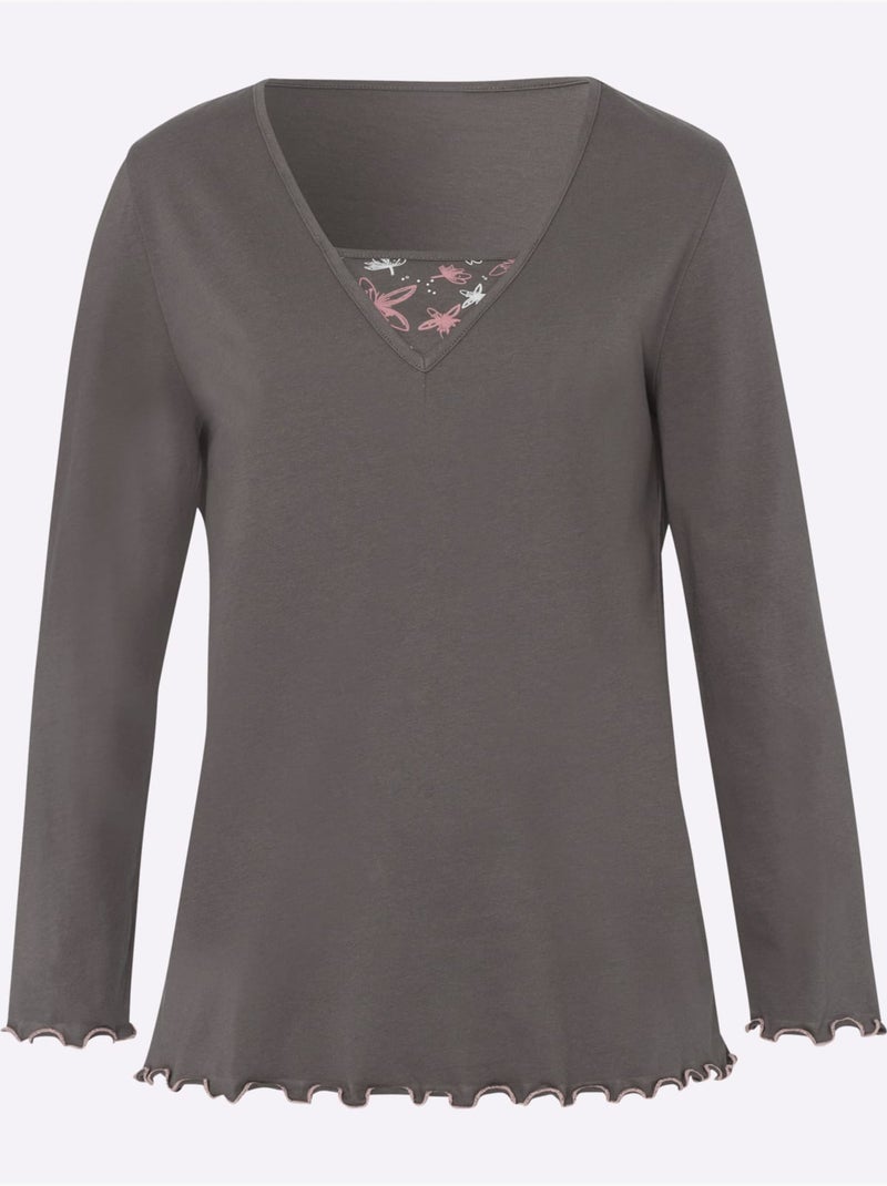 Pyjama jersey fin - taille standard - moda vilona Marron - Kiabi