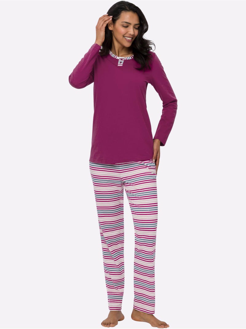 Pyjama jersey fin - taille standard - moda vilona Mauve - Kiabi
