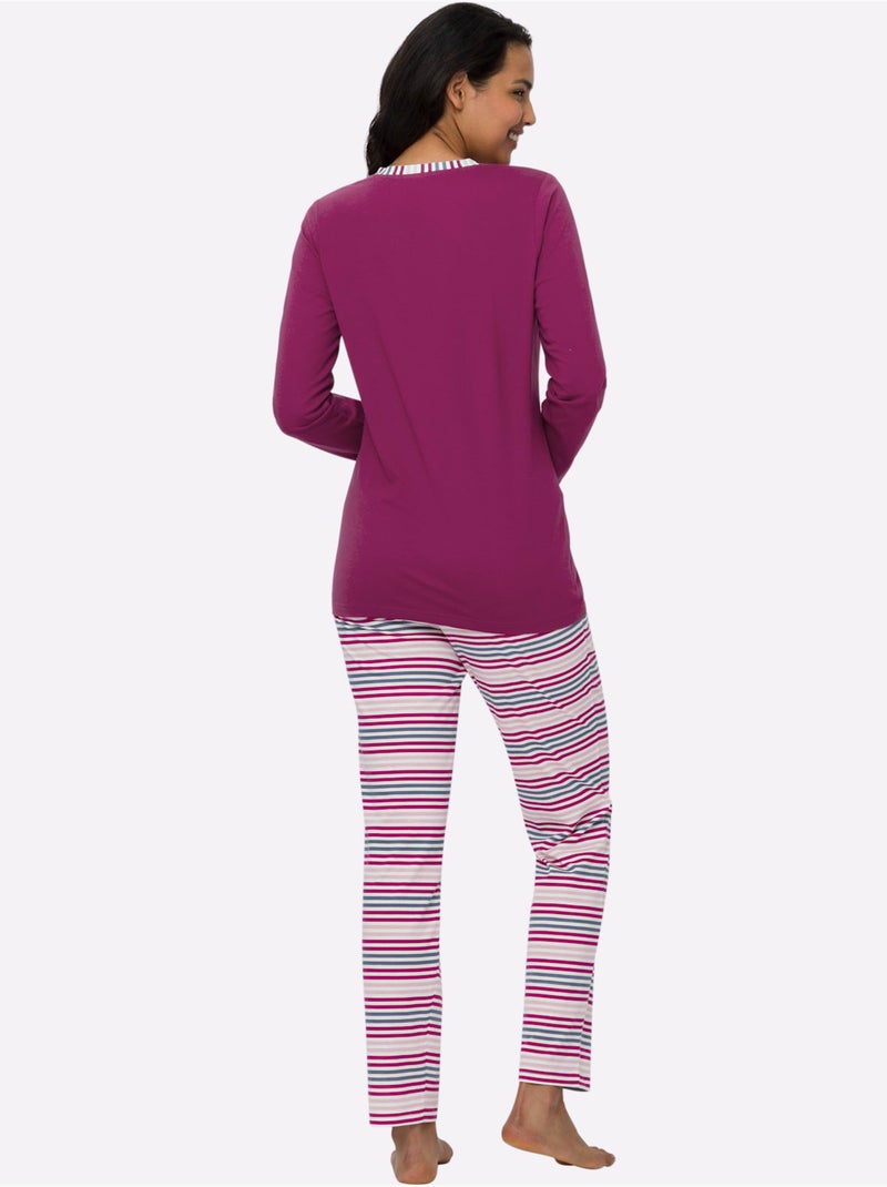 Pyjama jersey fin - taille standard - moda vilona Mauve - Kiabi