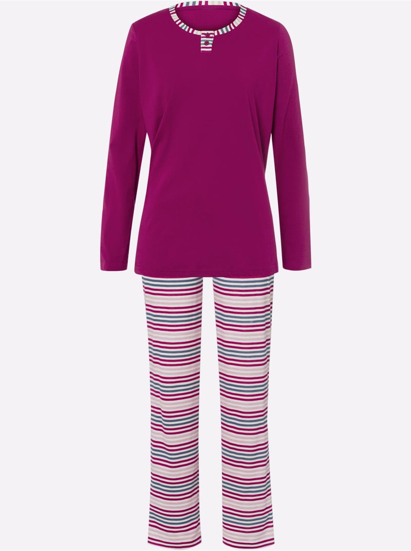 Pyjama jersey fin - taille standard - moda vilona Mauve - Kiabi