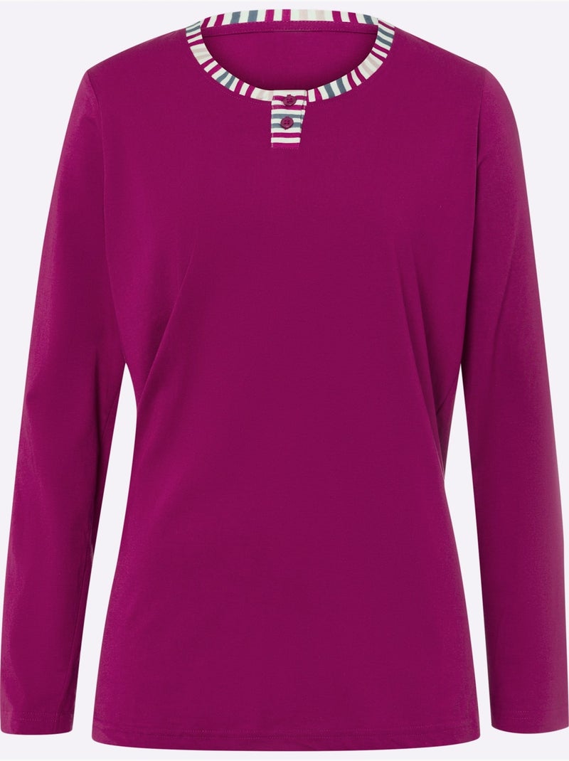 Pyjama jersey fin - taille standard - moda vilona Mauve - Kiabi