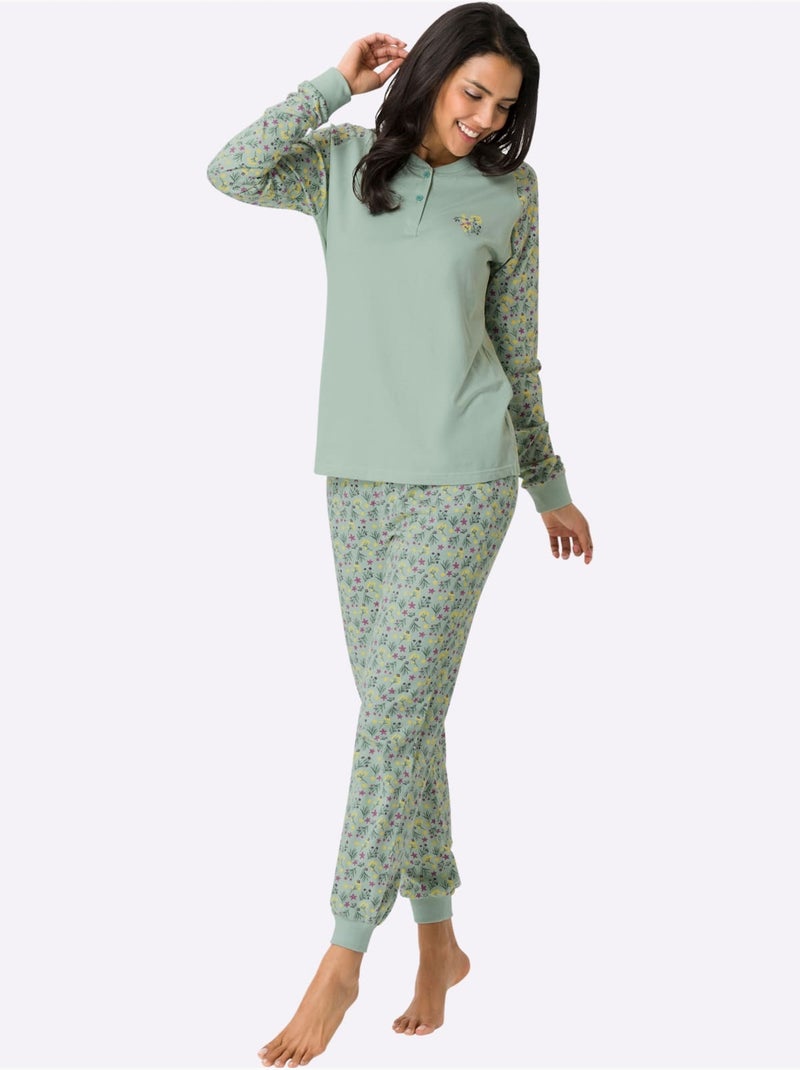 Pyjama Jersey Fin - Taille Standard - Moda Vilona Vert menthe - Kiabi