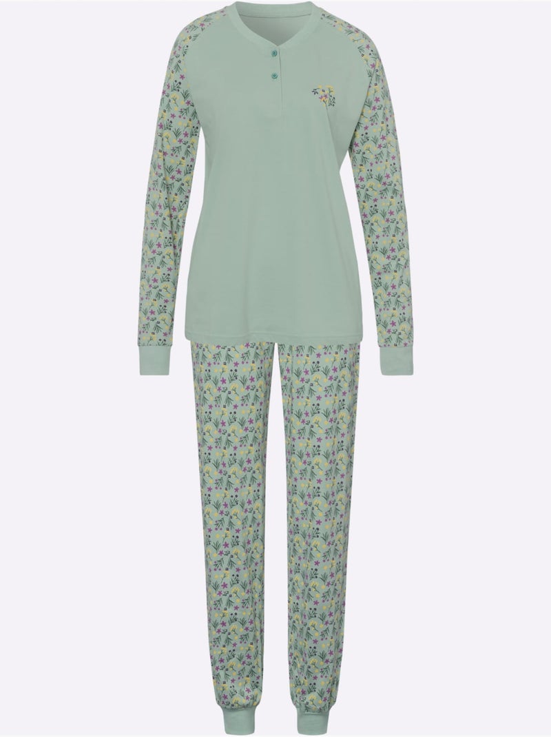 Pyjama Jersey Fin - Taille Standard - Moda Vilona Vert menthe - Kiabi