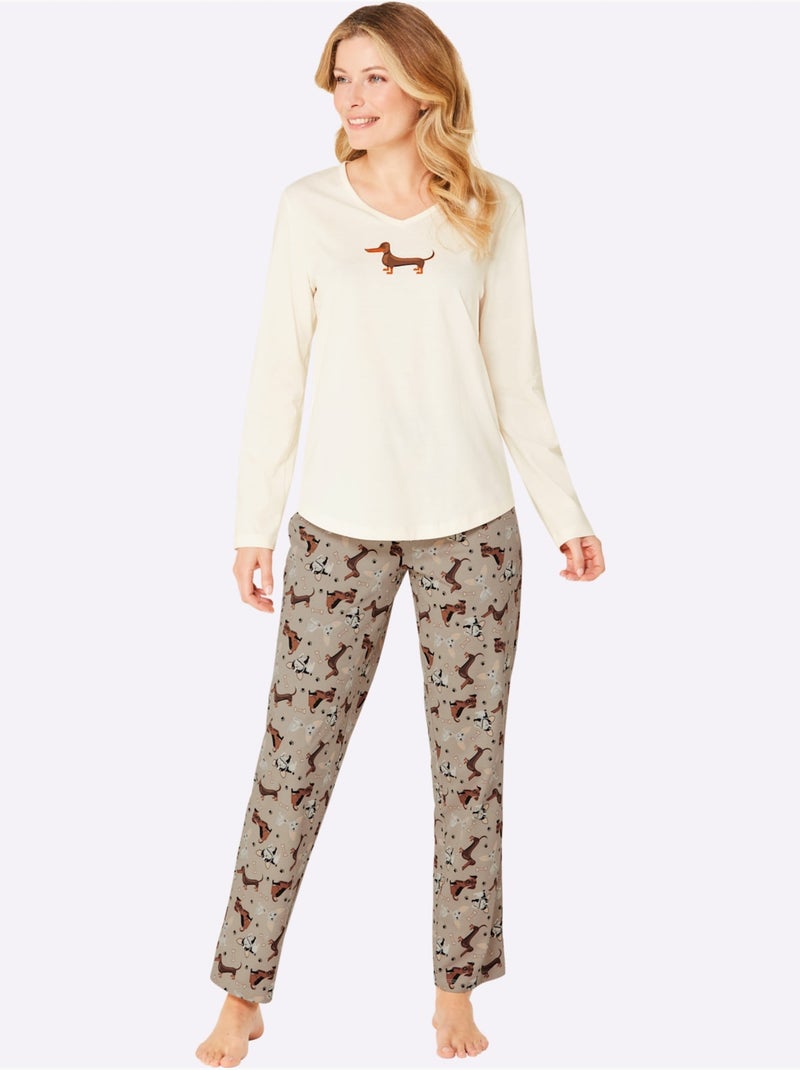 Pyjama Jersey Fin - Taille Standard - Witt Blanc Beige - Kiabi