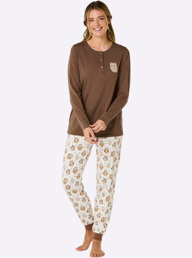 Pyjama Jersey Fin - Taille Standard - Witt Blanc Marron - Kiabi