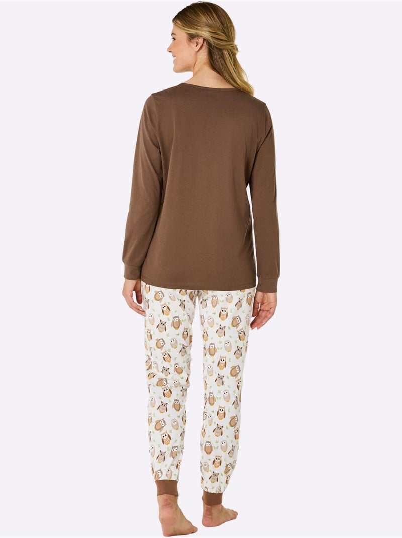Pyjama Jersey Fin - Taille Standard - Witt Blanc Marron - Kiabi