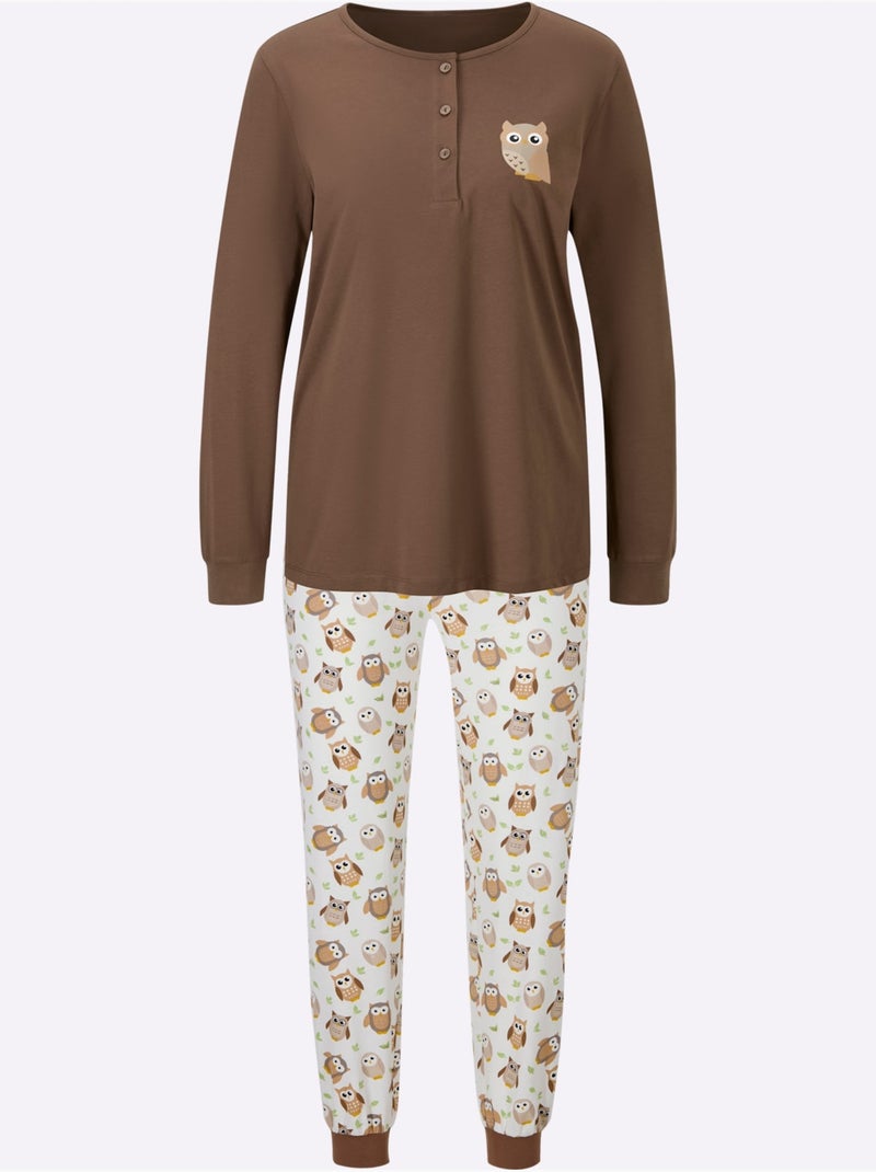 Pyjama Jersey Fin - Taille Standard - Witt Blanc Marron - Kiabi