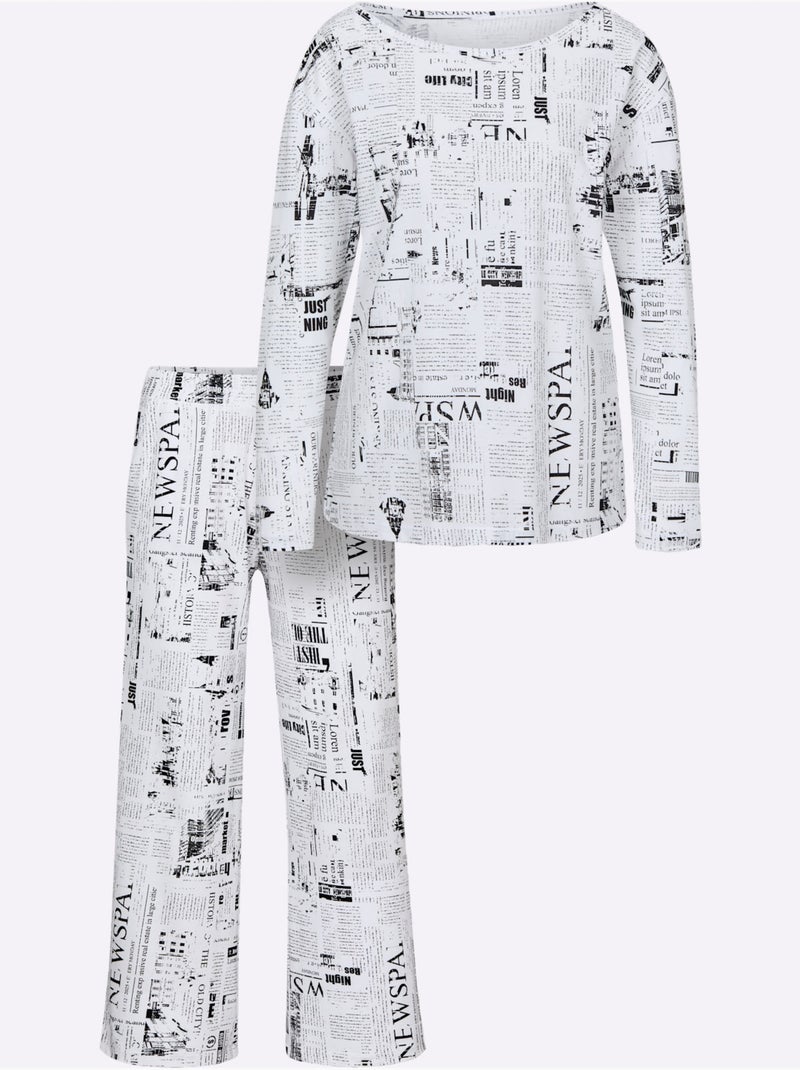 Pyjama Jersey Fin - Taille Standard - Witt Blanc Noir - Kiabi