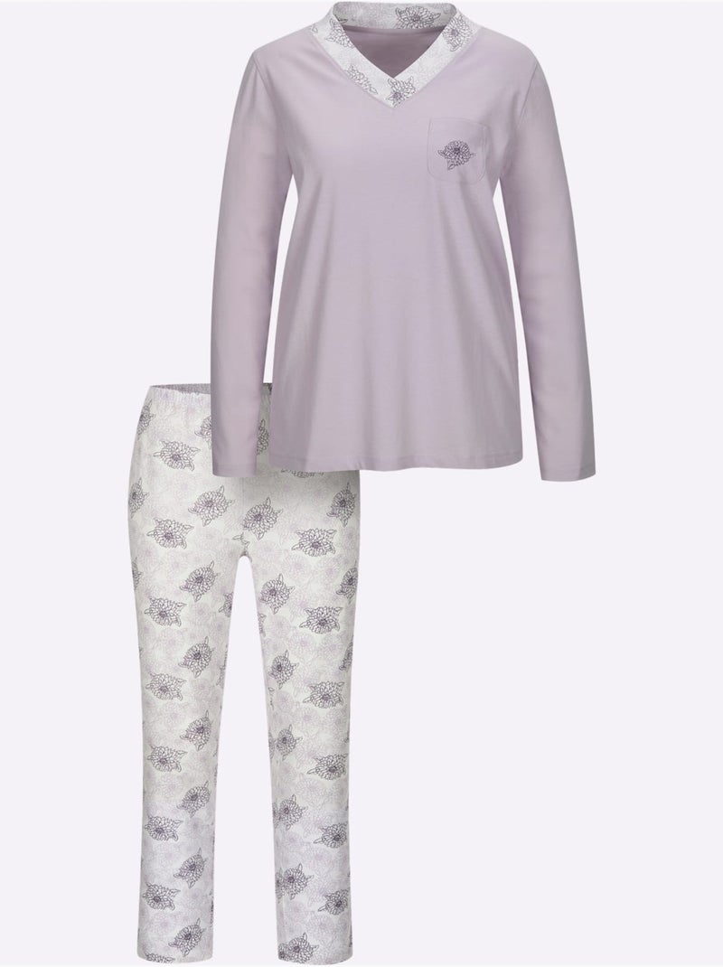 Pyjama Jersey Fin - Taille Standard - Witt Blanc Violet - Kiabi