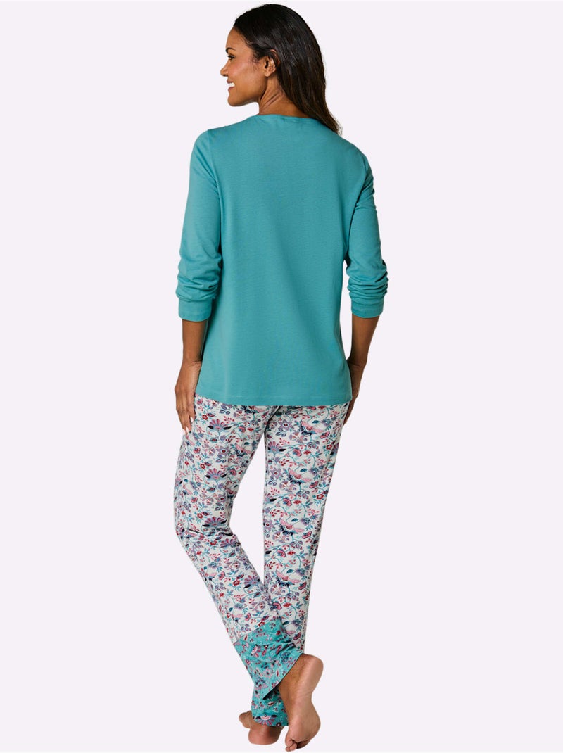 Pyjama Jersey Fin - Taille Standard - Witt Bleu Ecru - Kiabi