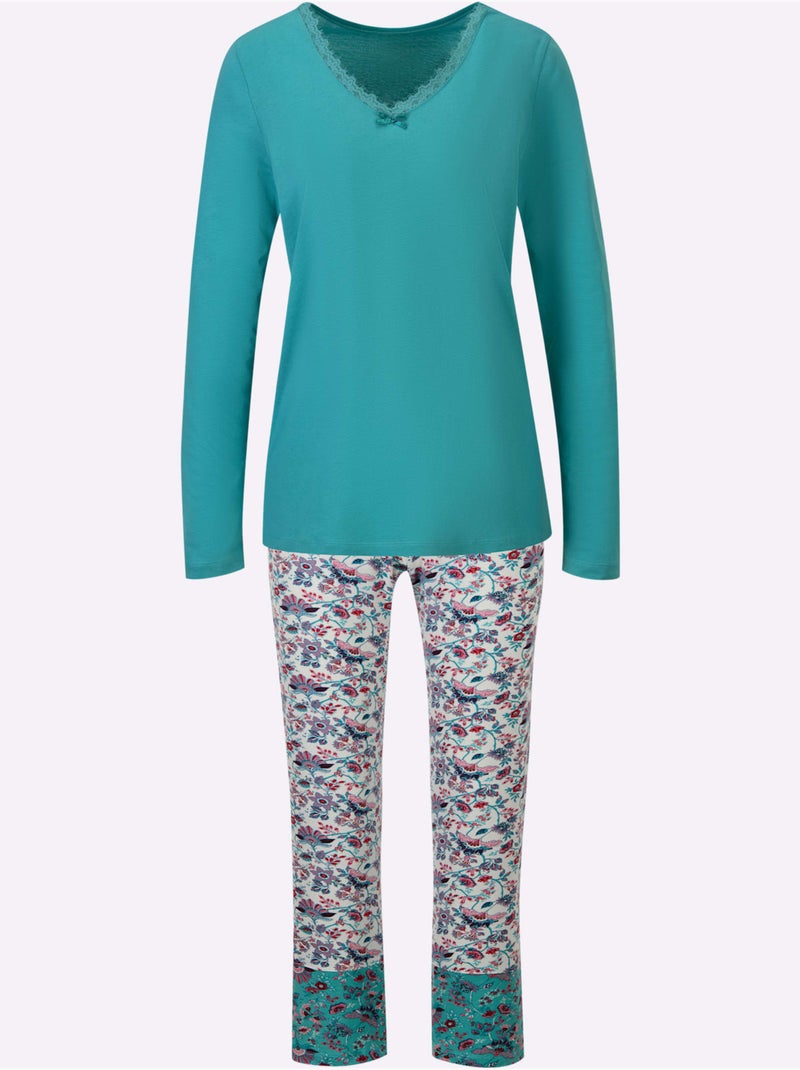 Pyjama Jersey Fin - Taille Standard - Witt Bleu Ecru - Kiabi