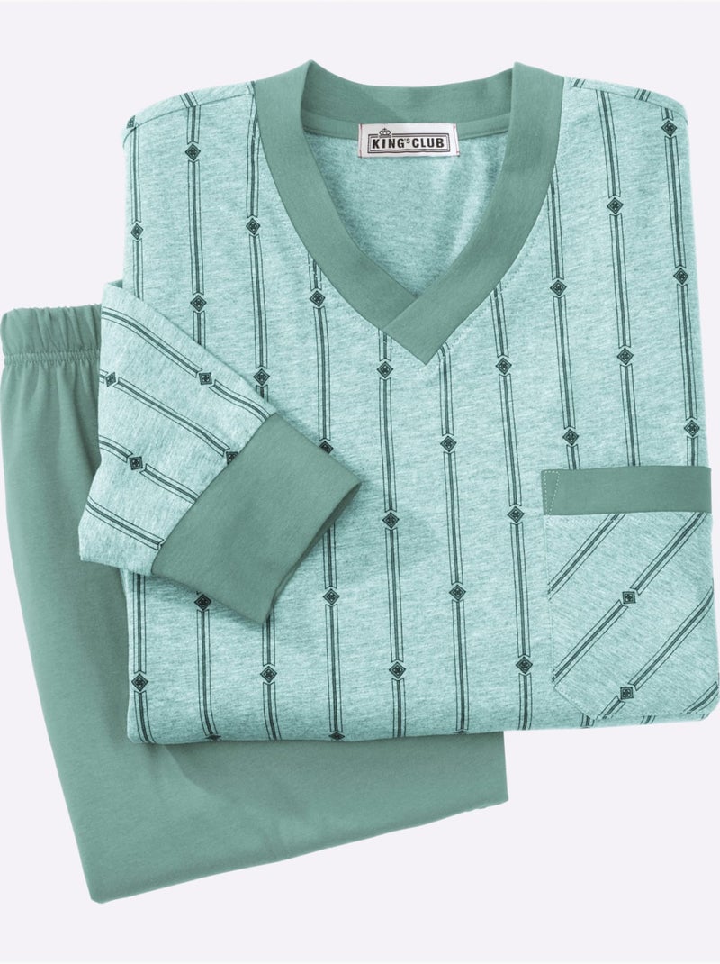 Pyjama Jersey Fin - Taille Standard - Witt Bleu Vert - Kiabi