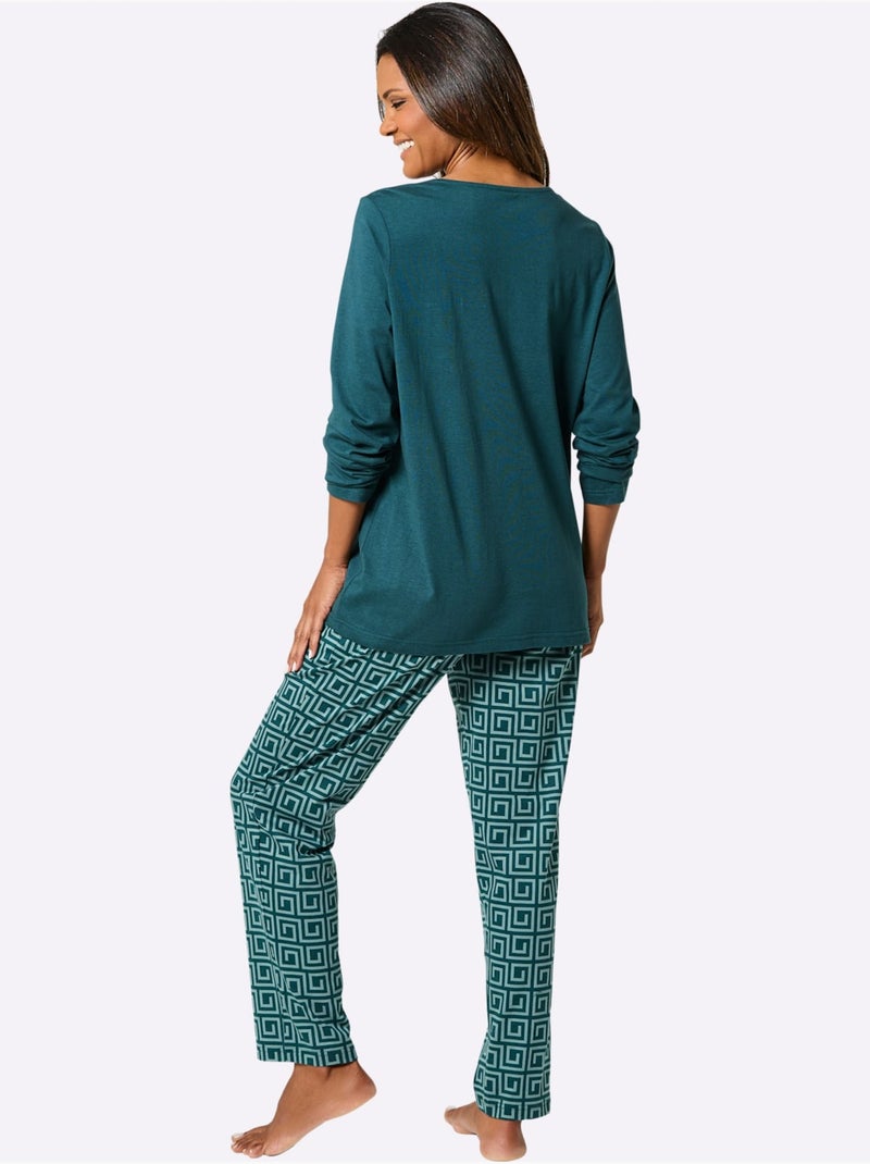Pyjama Jersey Fin - Taille Standard - Witt Bleu Vert - Kiabi
