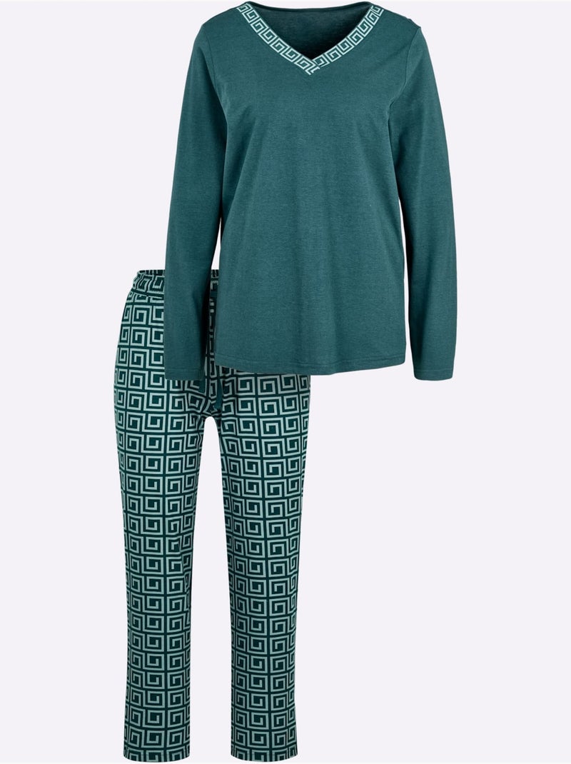 Pyjama Jersey Fin - Taille Standard - Witt Bleu Vert - Kiabi