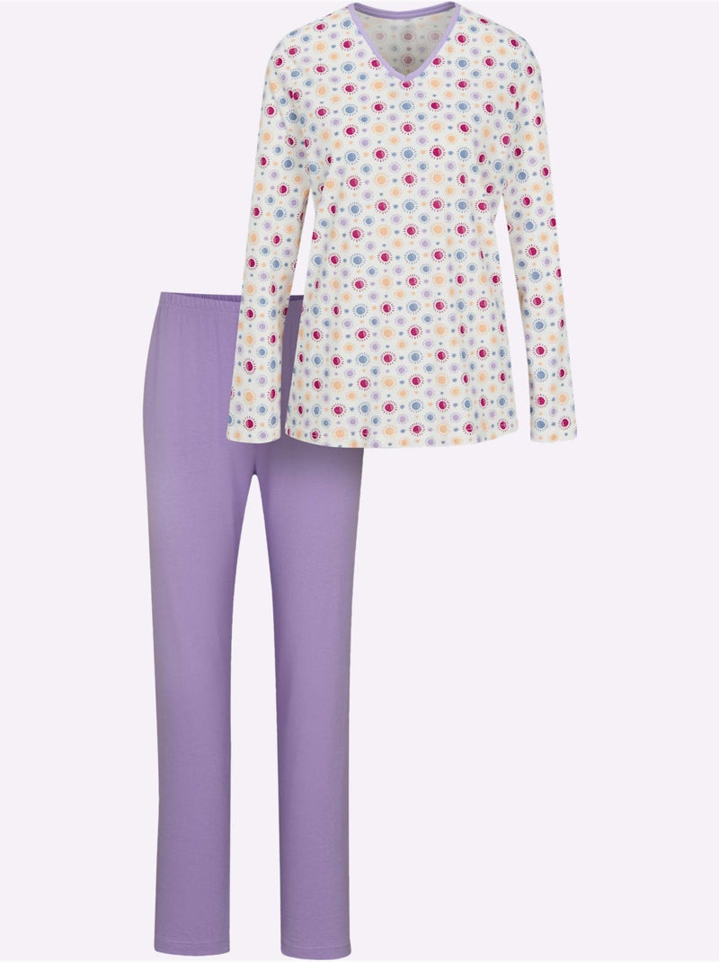 Pyjama Jersey Fin - Taille Standard - Witt Écru/Violet - Kiabi