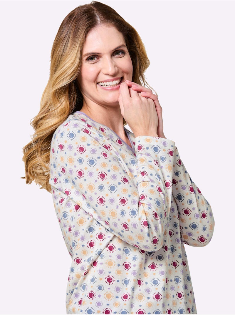 Pyjama Jersey Fin - Taille Standard - Witt Écru/Violet - Kiabi