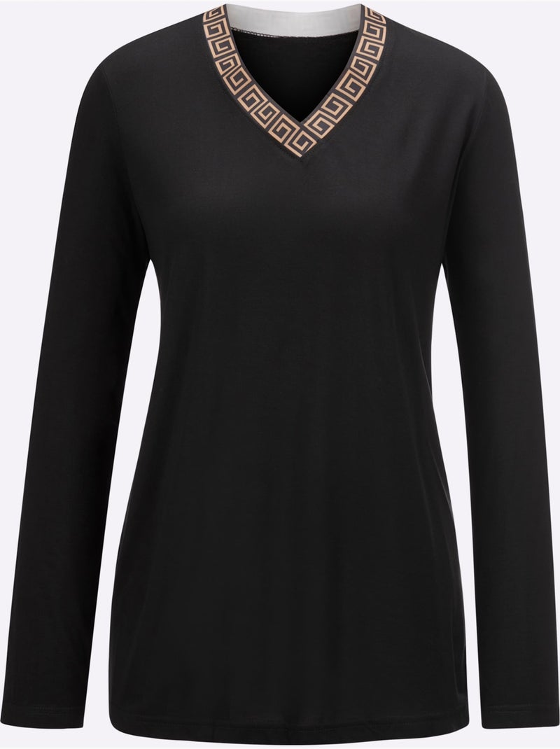Pyjama Jersey Fin - Taille Standard - Witt Noir Beige - Kiabi