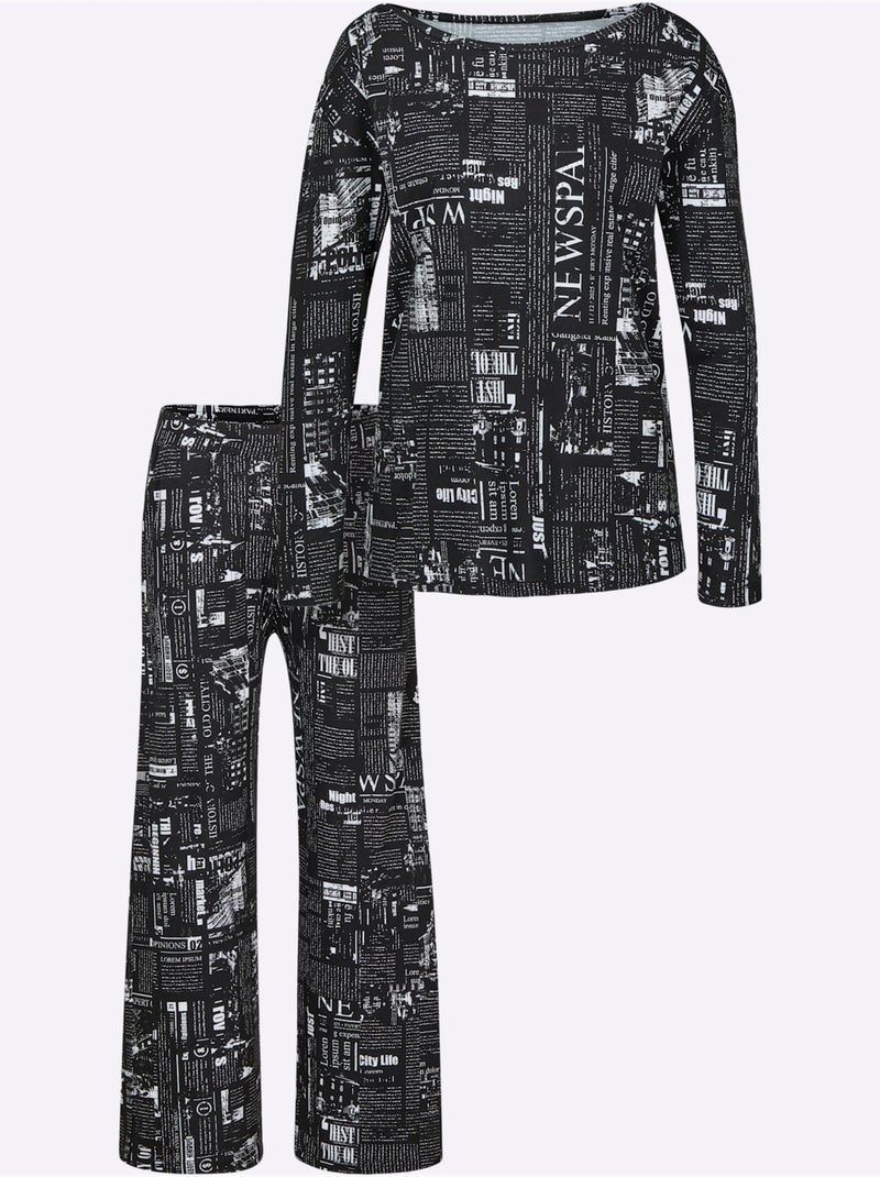 Pyjama Jersey Fin - Taille Standard - Witt Noir Blanc - Kiabi