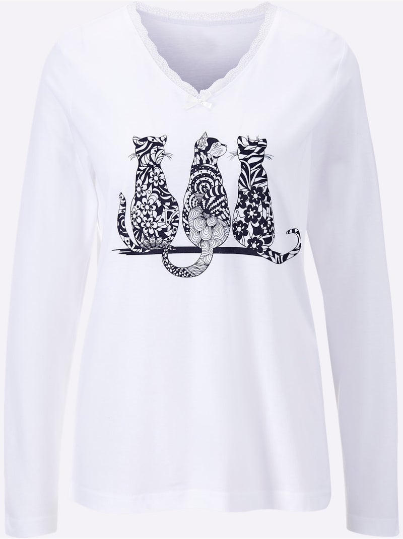 Pyjama Jersey Fin - Taille Standard - Witt Noir Blanc - Kiabi